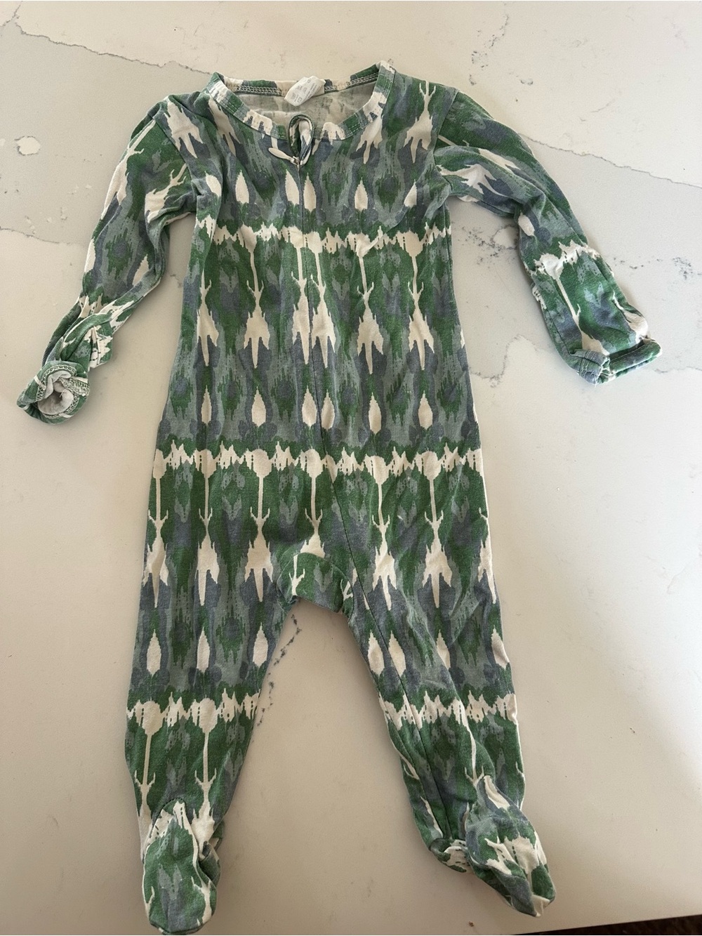 Kate Quinn baby onesie 3-6 months green and white